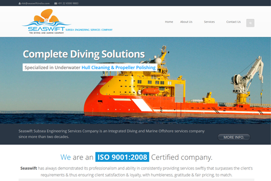 Diving & marine company website image