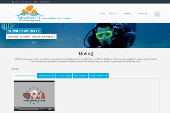 Diving & marine company website image 2